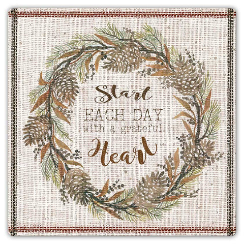 Fall Wreath Start Each Day Metal Sign