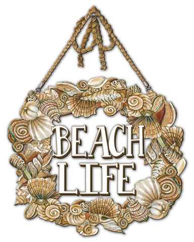 Coastal Wreath Metal Sign