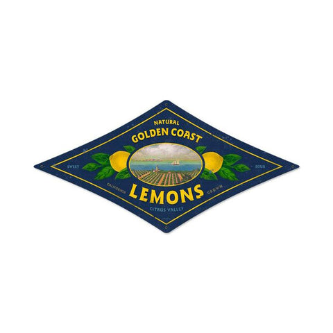 Golden Coast Lemons Vintage Sign Metal Sign