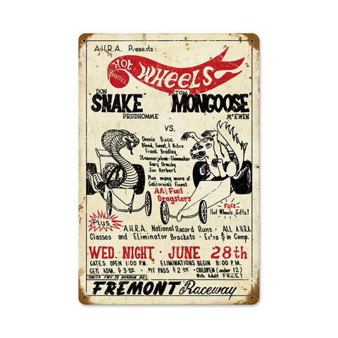Snake Vs Mongoose Vintage Sign Metal Sign