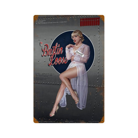 Bustin-Loose-Censored-Vintage-Sign-Metal-Sign