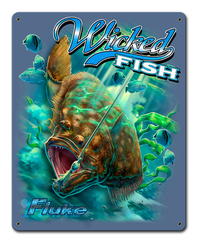 Fluke Wicked Fishing Vintage Sign Metal Sign