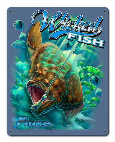 Fluke-Wicked-Fishing-Vintage-Sign-Metal-Sign