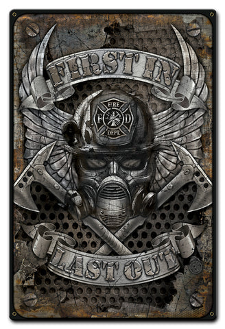 First In Firefighter Vintage Sign Metal Sign