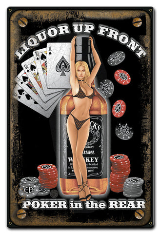 Liquor-Front-Poker-Back-Vintage-Sign-Metal-Sign