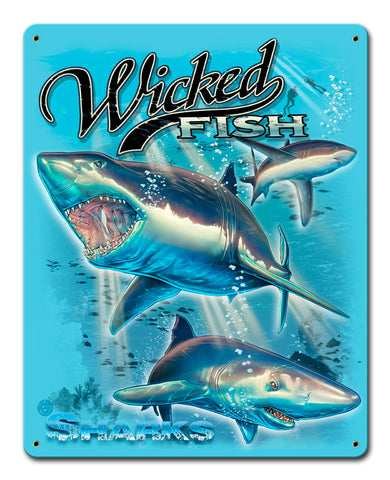 Sharks-Wicked-Fishing-Vintage-Sign-Metal-Sign