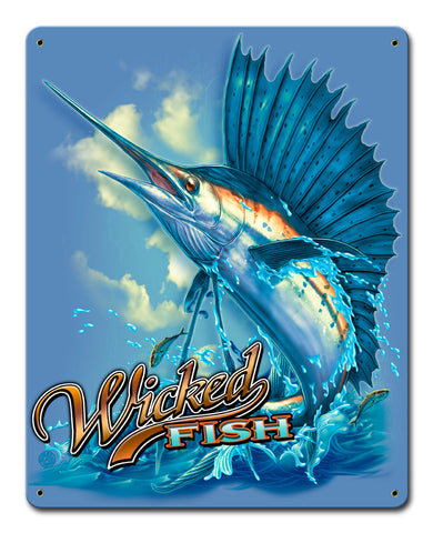 Sailfish Wicked Fishing Vintage Sign Metal Sign