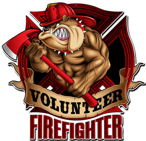 Firefighter Bulldog Vintage Sign Metal Sign