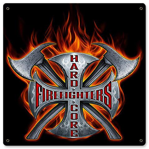 Hardcore Firefighters Vintage Sign Metal Sign