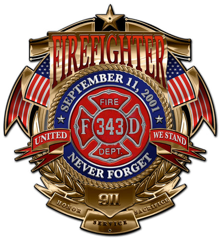Firefighter Never Forget Vintage Sign Metal Sign