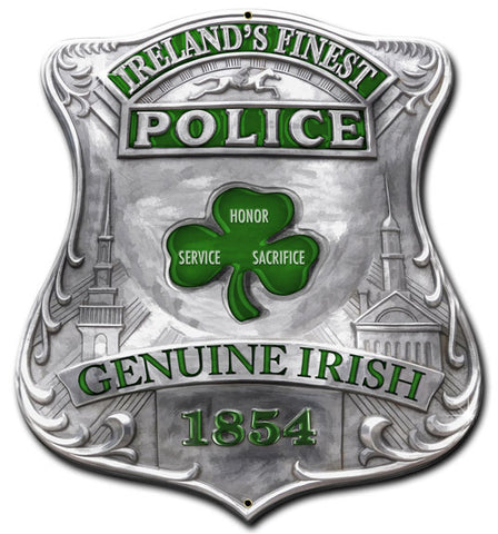 Ireland'S Finest Police Shield Vintage Sign Metal Sign