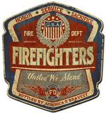 Firefighters United Vintage Sign Metal Sign