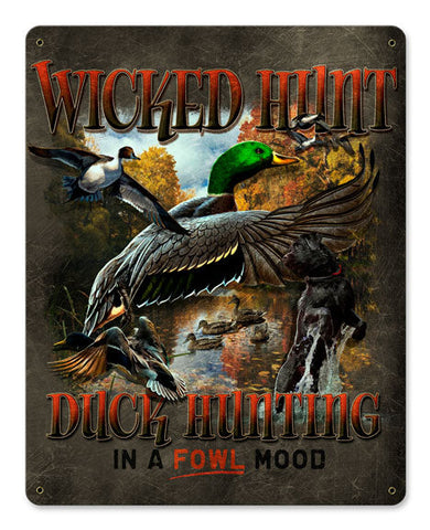 DUCK-HUNTER-BROWN-BACKGROUND-Vintage-Sign-Metal-Sign