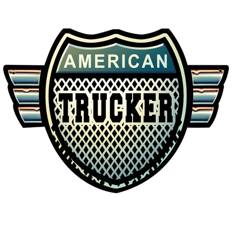 AMERICAN TRUCKER SHIELD Vintage Sign Metal Sign
