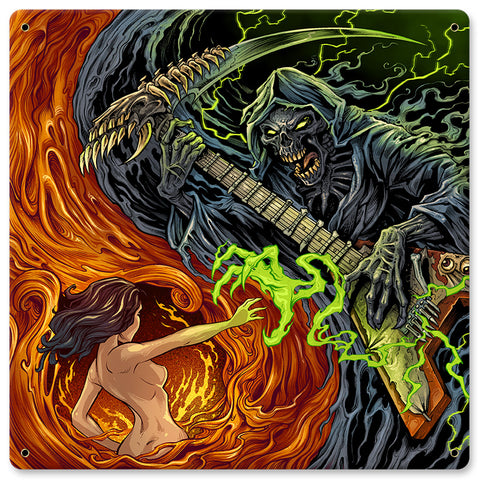 SKULL GUITAR Vintage Sign Metal Sign