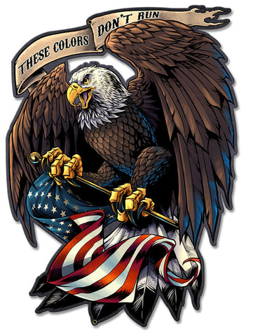 Eagle-Holding-Flag-Metal-Sign