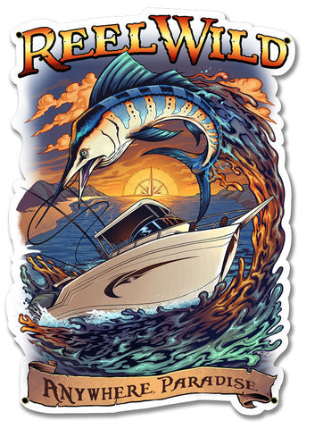 Marlin Fishing Boat Reel Wild - Personalized Metal Sign