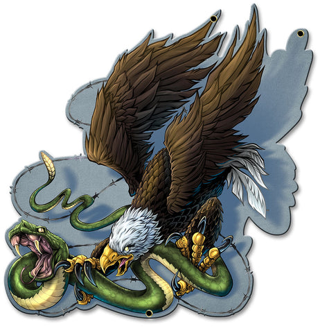 Don't Tread on Me Eagle and Snake Metal Sign