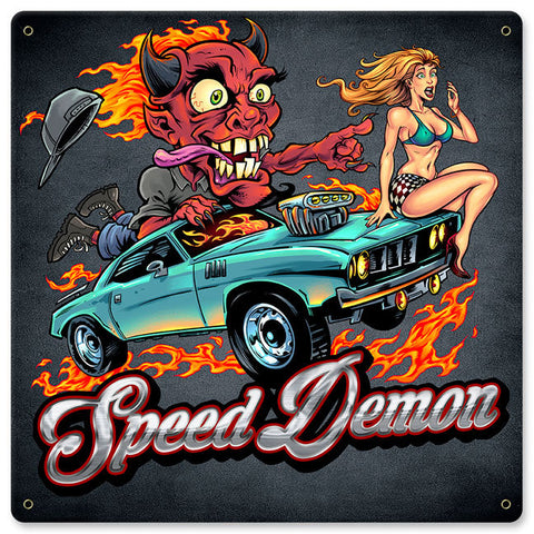 Speed-Demon-Flaming-Hot-Rod-Vintage-Sign-Metal-Sign
