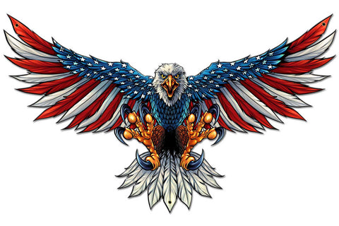 Eagle-With-US-Flag-Wing-Spread-Vintage-Sign-Metal-Sign
