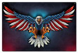 Eagle With US Flag Spread Metal Sign