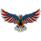 FLY099 - Eagle With US Flag Double Sided Metal Sign