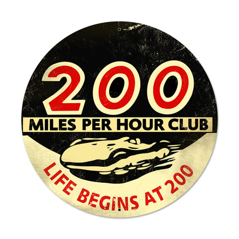 200 Mph Vintage Sign Metal Sign