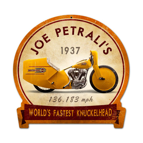 Joe Petrali Vintage Sign Metal Sign