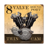 8 Valve Round Port Vintage Sign Metal Sign