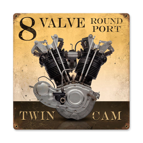 8 Valve Round Port Vintage Sign Metal Sign