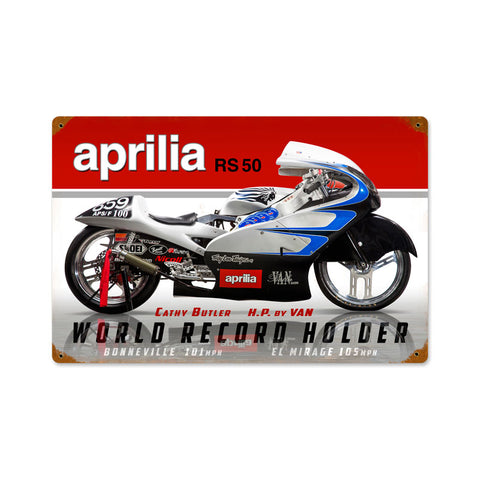 Aprilia World Record Vintage Sign Metal Sign