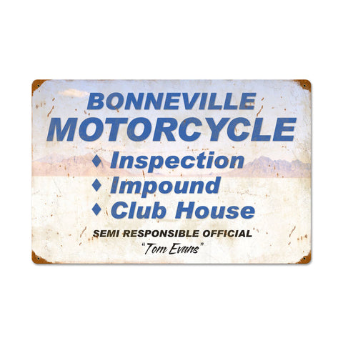 Bonneville Motorcycle Inspection Vintage Sign Metal Sign