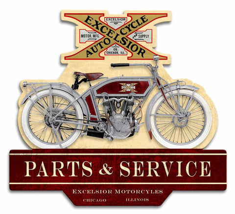 Double Sided Excelsior Motorcycle Metal Sign