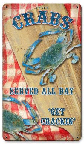 Fresh Crabs Vintage Sign Metal Sign