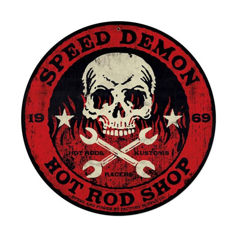 Speed Demon Red Skull Vintage Sign Metal Sign