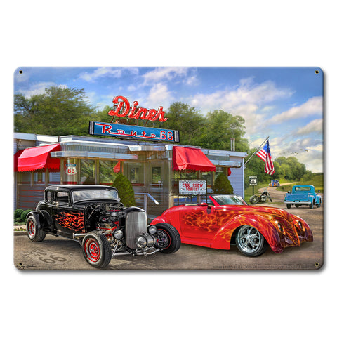 Nostalgic America Diner Metal Sign 18in X12in Metal Sign