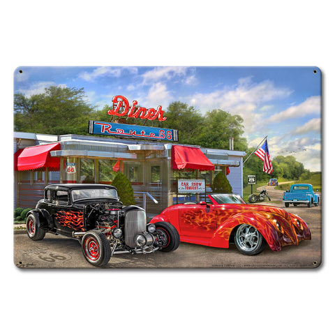 Nostalgic America Diner Metal Sign 18in X12in Metal Sign