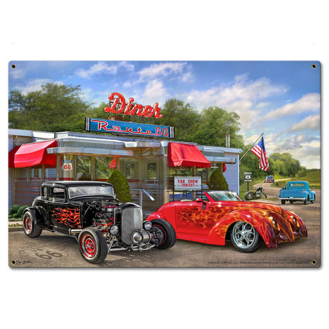 Nostalgic America Diner Metal Sign 24in X16in Metal Sign