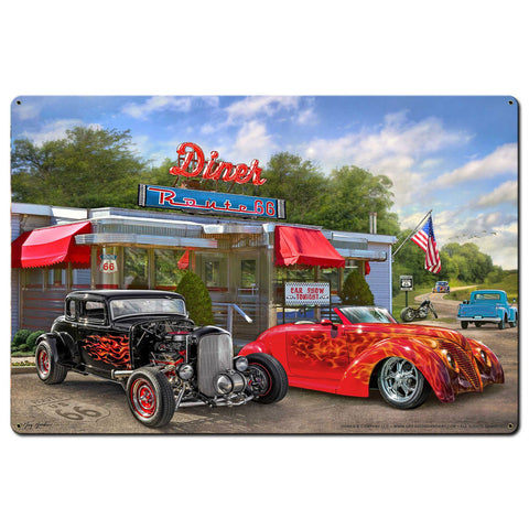 Nostalgic America Diner Metal Sign 36in X24in Metal Sign