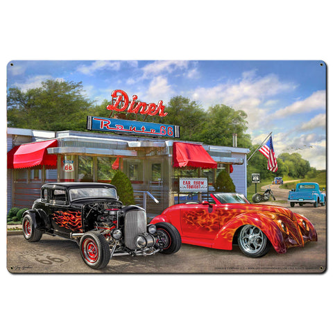 Nostalgic America Diner Metal Sign 36in X24in Metal Sign