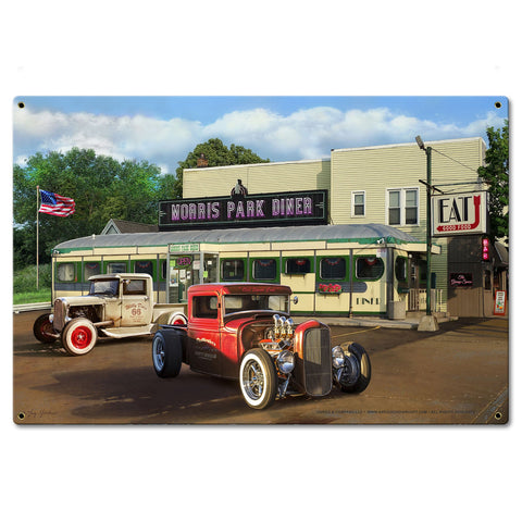 Diner and Rat Rods Metal Sign 24in X16in Metal Sign