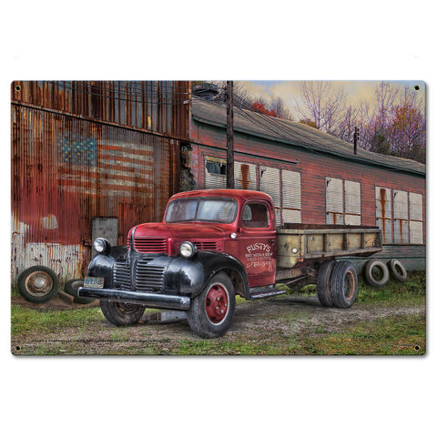 Factory Truck Metal Sign 24in X16in Metal Sign