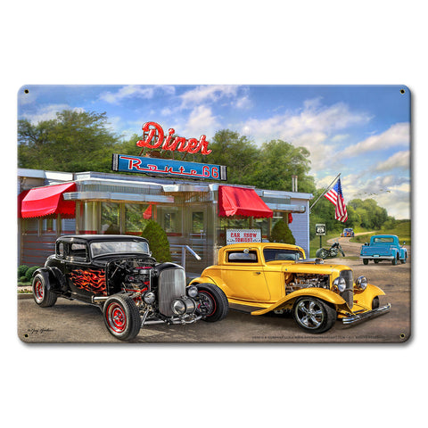 Nostalgic America Diner 2 Metal Sign 18in X12in Metal Sign