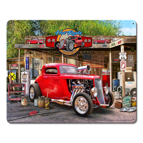 Hot Rod Metal Sign 15in X12in Metal Sign