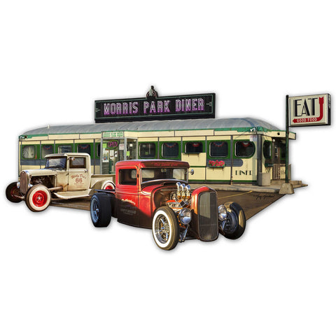 Morris Park Diner Metal Sign 36in X18in Metal Sign