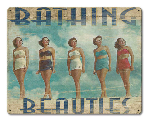 Bathing Beauties Vintage Sign Metal Sign