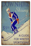 Downhill Skiing Guide Distressed Vintage Sign Metal Sign