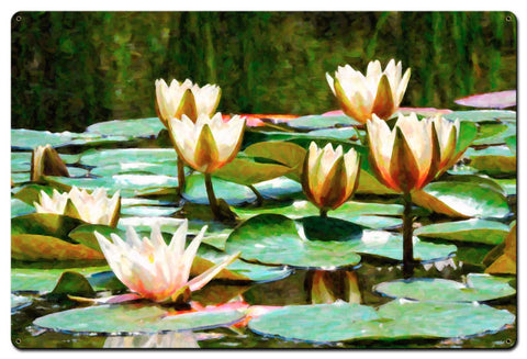 Water Lillies A La Monet Vintage Sign Metal Sign