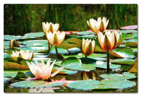 Water Lillies A La Monet Vintage Sign Metal Sign