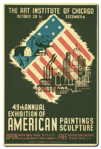 Art Institute Of Chicago 49th Annual Vintage Sign Metal Sign